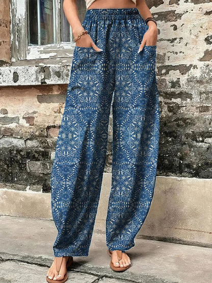 Summer Pants- Vibrant Boho Harem Pants for Yoga & Casual Wear- Blue- IndioGear Women Clothing