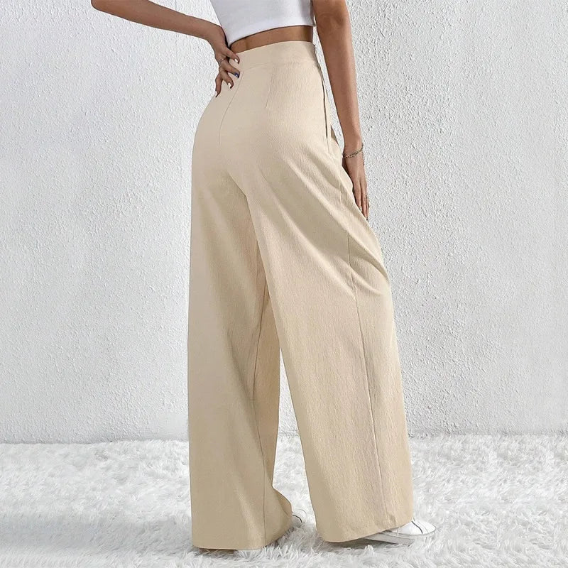 Summer Pants- Women Elegant Pleated Wide-Leg Trousers for Any Season- - IndioGear.com