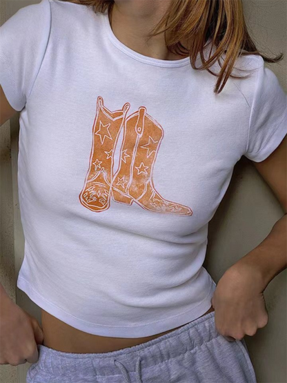 Summer Tees- Summer Sail Women's Boats Print Short Sleeves Tee in Solid Colors- Orange- IndioGear.com