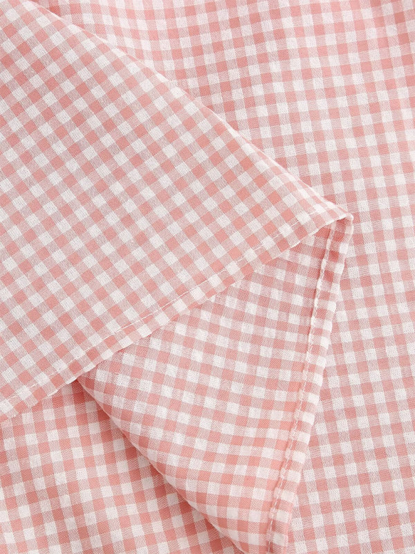 Summer Tops- Women's Gingham Ruffle Collar Blouse with Bow Detail- - Chuzko Women Clothing