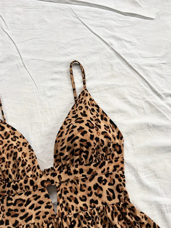 Sun dresses- Leopard Print Sundress Animal Print Dress for Festivals- - IndioGear Women Clothing