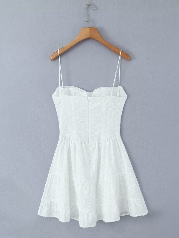 Sundresses- Romantic Eyelet Bustier Sundress for Beachside Weddings- - Chuzko Women Clothing