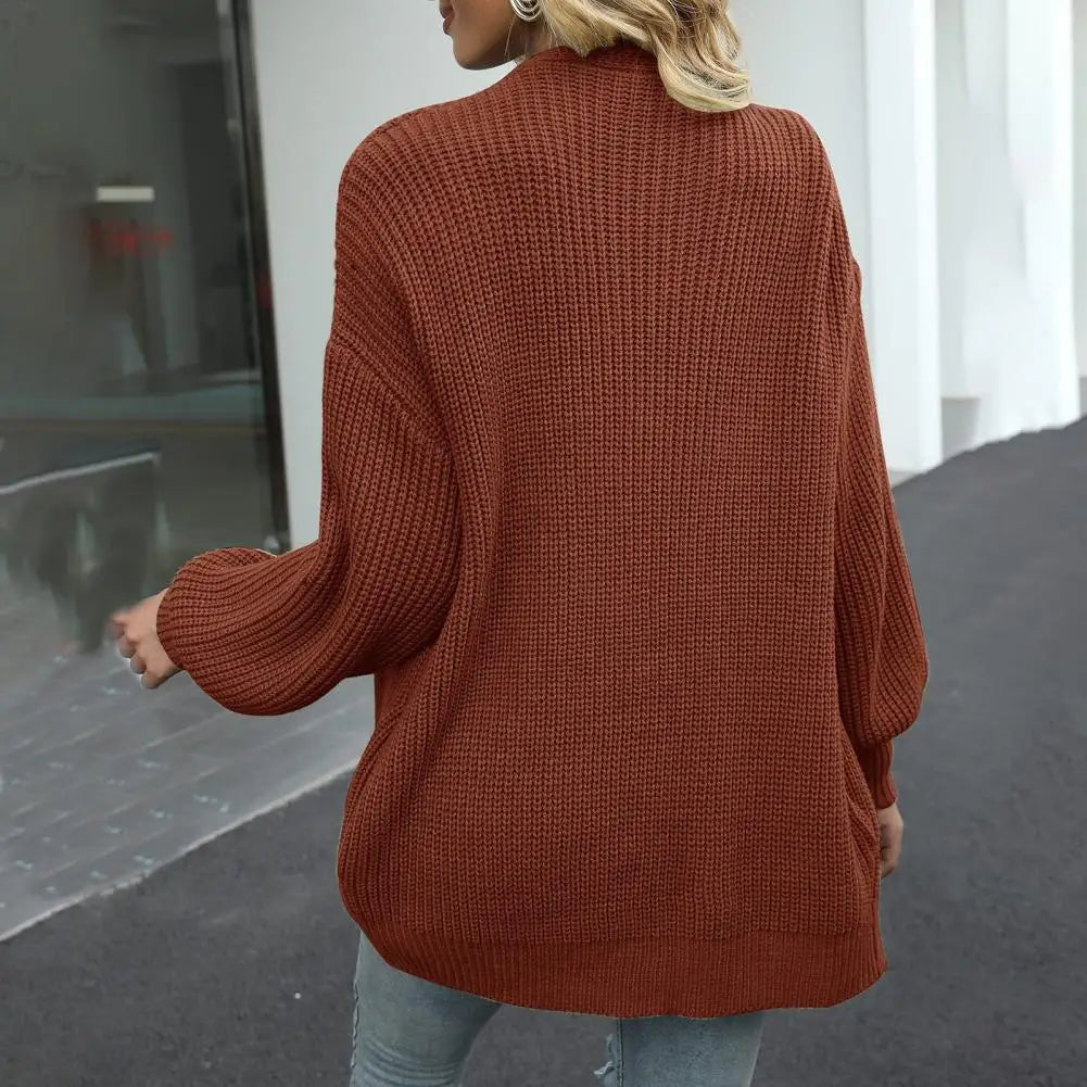 Sweater Cardigans- Chunky Knit Open Front Sweater Cozy Cardigan- - IndioGear.com