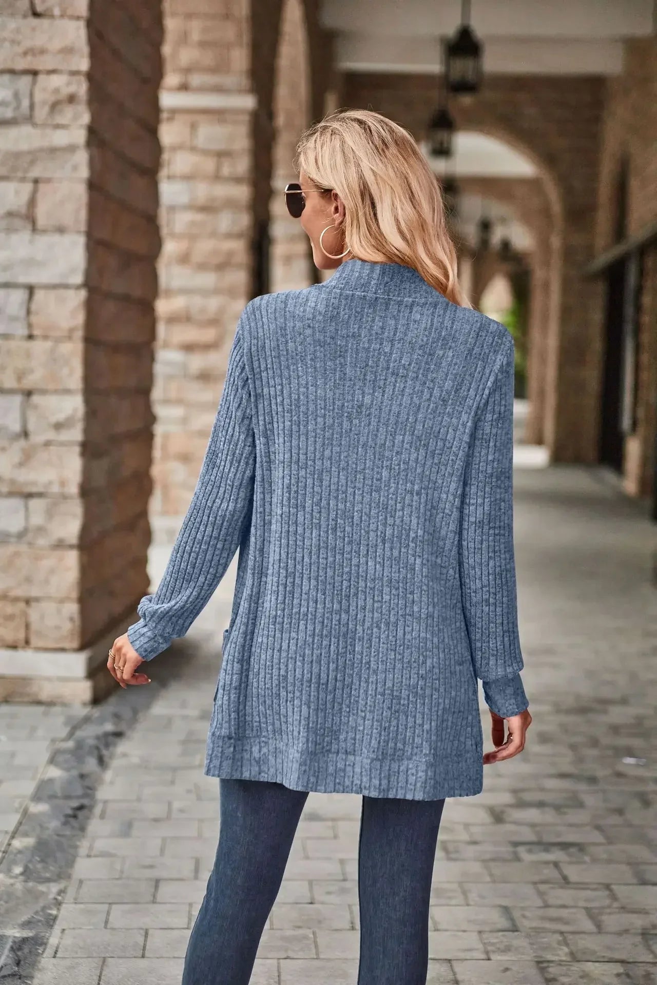 Sweater Cardigans- Cozy Textured Ribbed Shawl Collar Cardigan for Women- - IndioGear.com