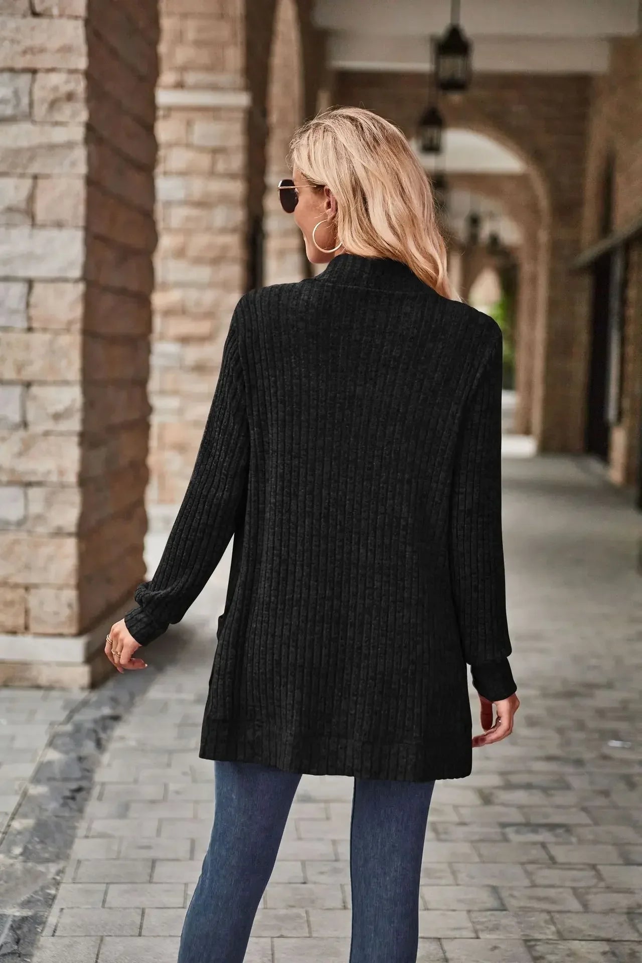 Sweater Cardigans- Cozy Textured Ribbed Shawl Collar Cardigan for Women- - IndioGear.com