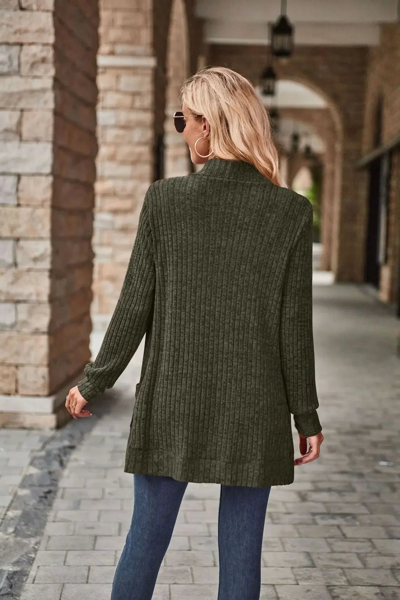 Sweater Cardigans- Cozy Textured Ribbed Shawl Collar Cardigan for Women- - IndioGear.com