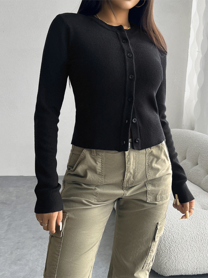 Sweater Cardigans- Essential Sweater Cardigan for Women- Black- IndioGear.com