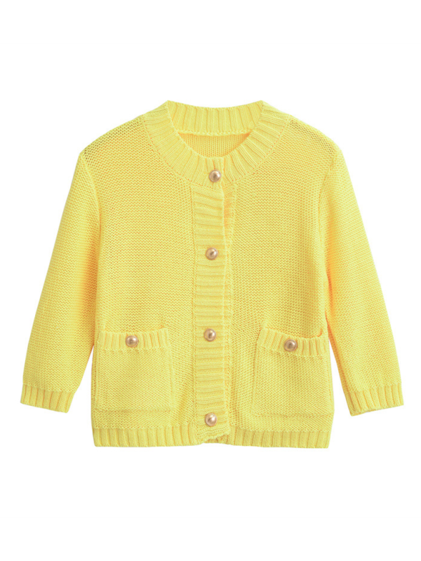 Sweater Cardigans- Fall Layering Piece Yellow Cardigan Sweater for Women- Yellow- IndioGear.com