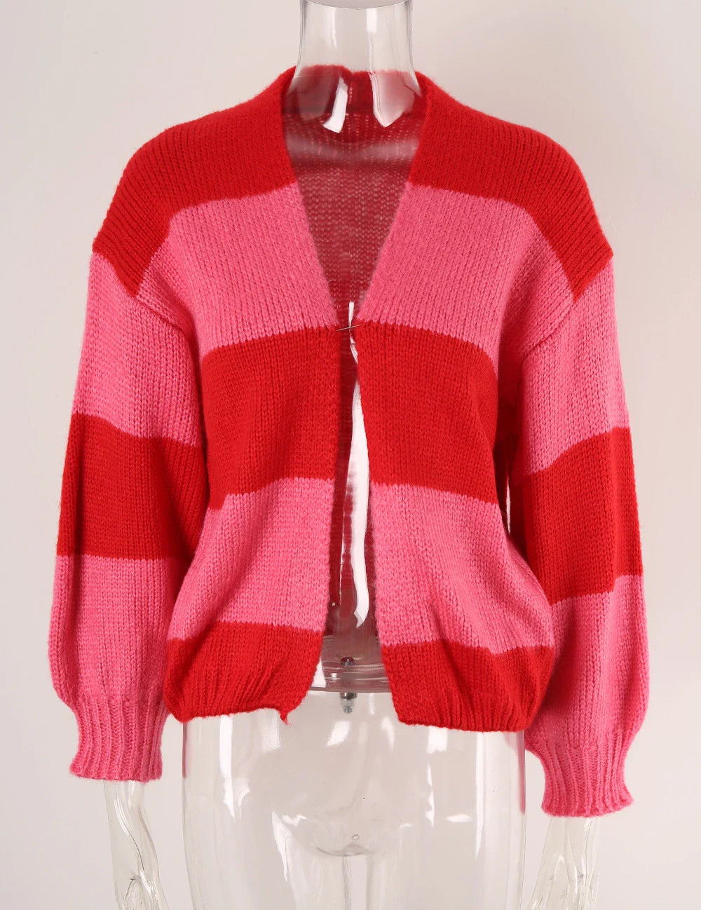 Sweater Cardigans- Pop of Personality Women Striped Cropped Cardigan Sweater- - IndioGear.com