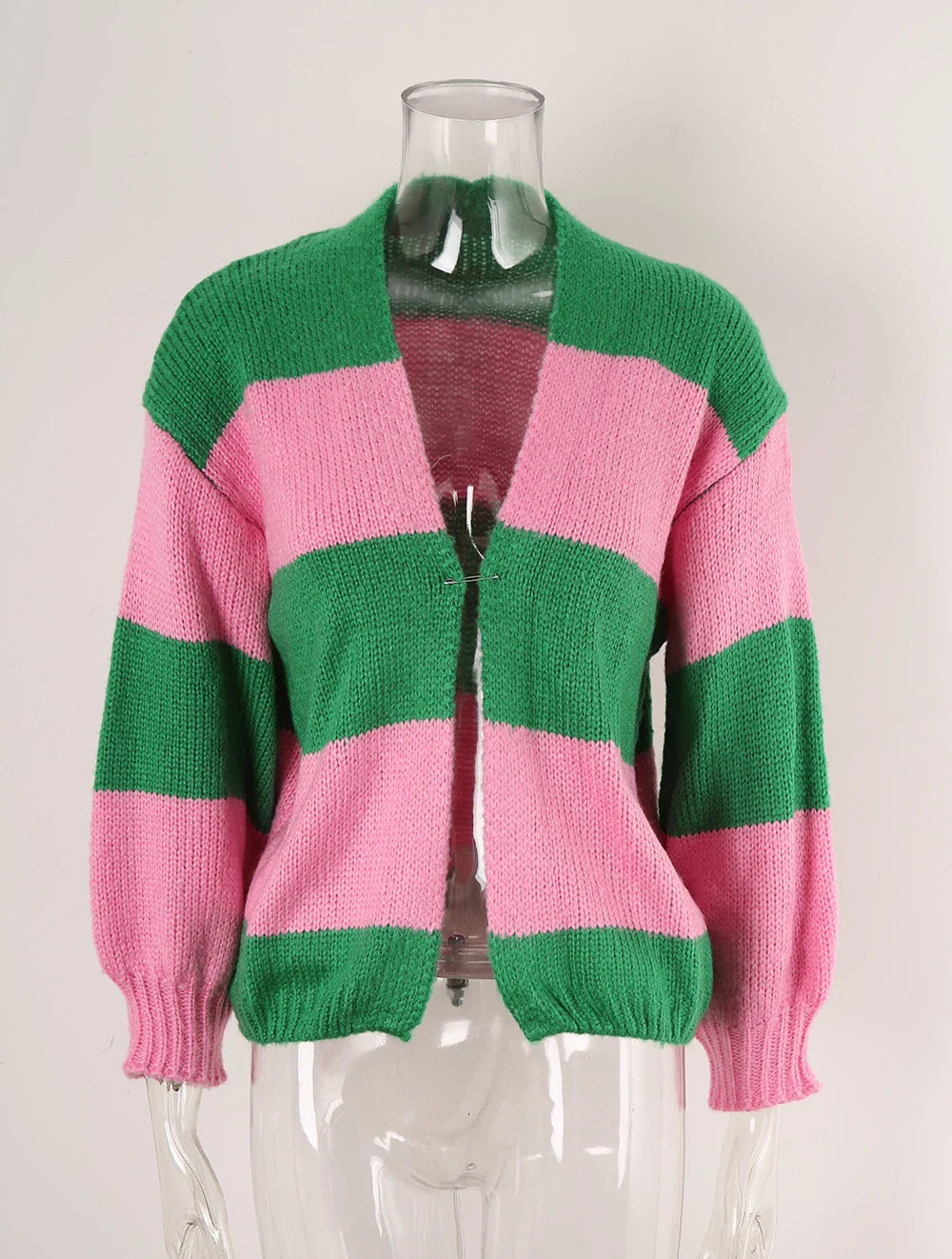 Sweater Cardigans- Pop of Personality Women Striped Cropped Cardigan Sweater- - IndioGear.com