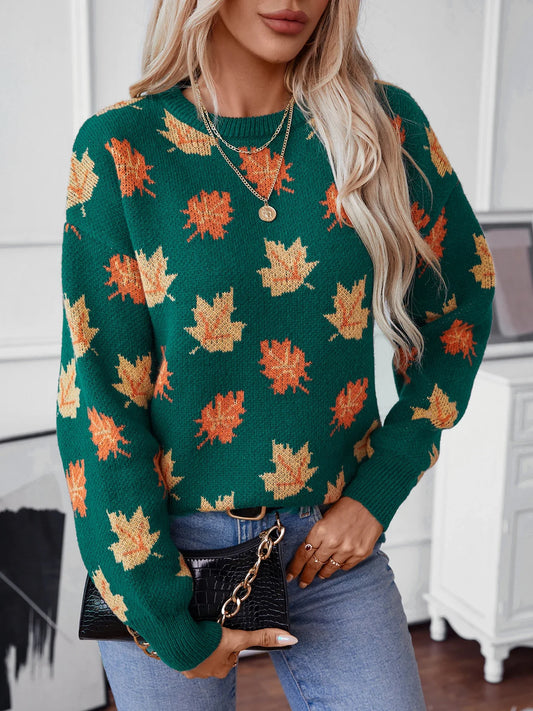 Sweaters- Autumn Maple Leaf Sweater Jumper- - IndioGear.com