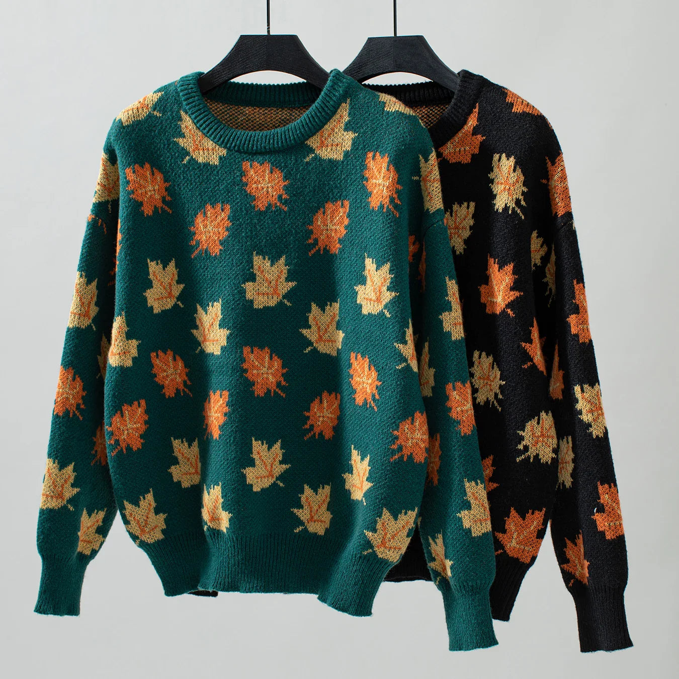 Sweaters- Autumn Maple Leaf Sweater Jumper- - IndioGear.com