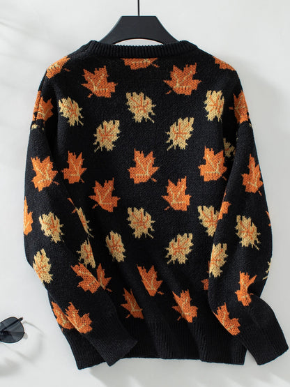 Sweaters- Autumn Maple Leaf Sweater Jumper- - IndioGear.com