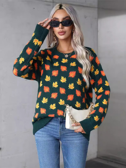 Sweaters- Autumn Maple Leaf Sweater for Fall Gatherings- - IndioGear.com