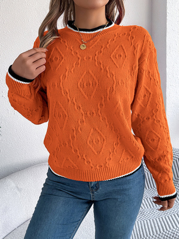 Sweaters- Cable-Knit Sweater for Fall Diamond Jumper- - IndioGear Women Clothing