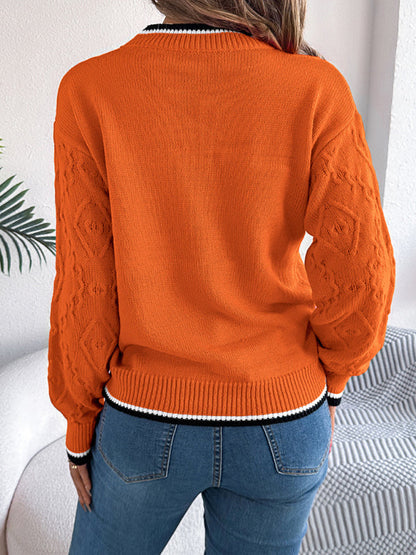 Sweaters- Cable-Knit Sweater for Fall Diamond Jumper- - IndioGear Women Clothing