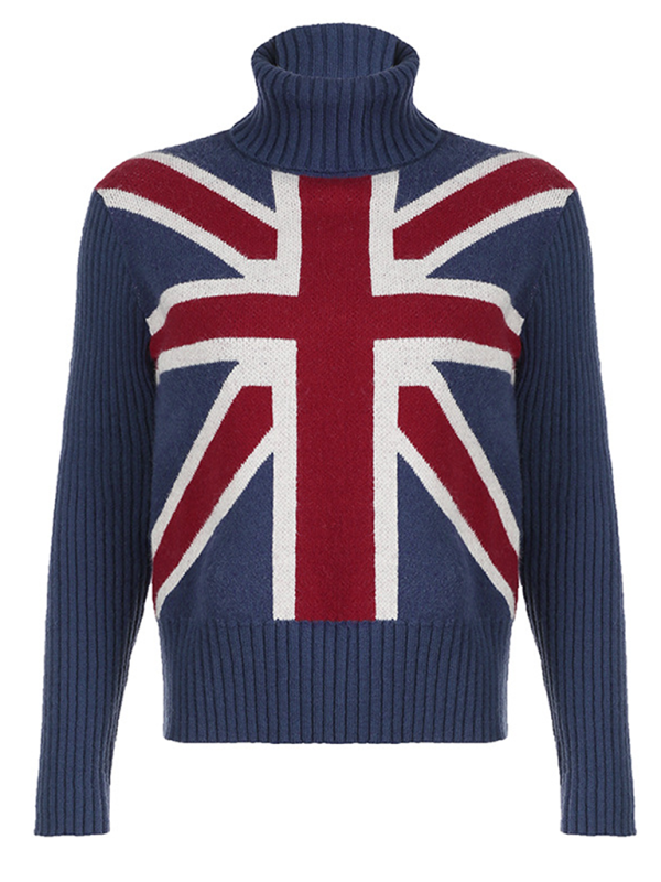 Sweaters- Classic Union Jack Sweater - Turtleneck Jumper- - IndioGear.com