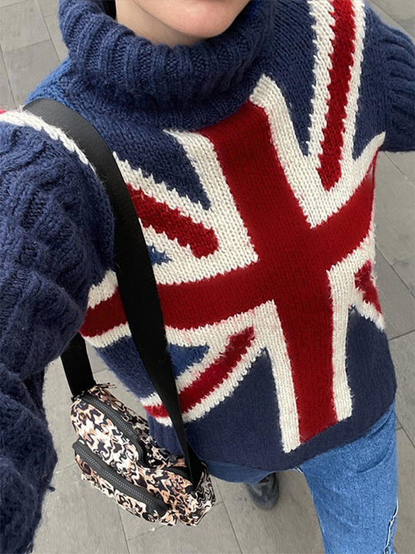 Sweaters- Classic Union Jack Sweater - Turtleneck Jumper- - IndioGear.com