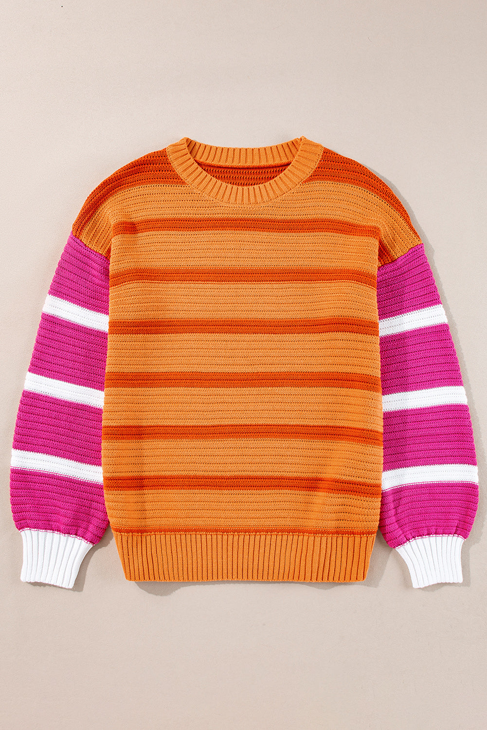 Sweaters- Colorblock Sweater for Fall/Winter Striped Jumper- - IndioGear Women Clothing