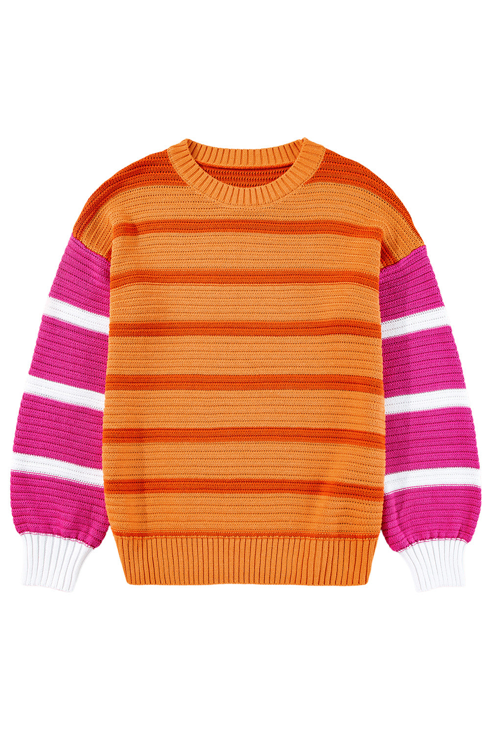 Sweaters- Colorblock Sweater for Fall/Winter Striped Jumper- - IndioGear Women Clothing