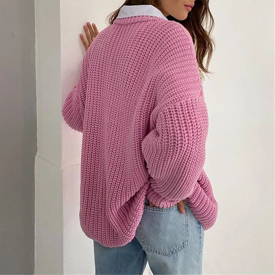 Sweaters- Crew Neck Loose Sweater for Chill Days- - IndioGear.com