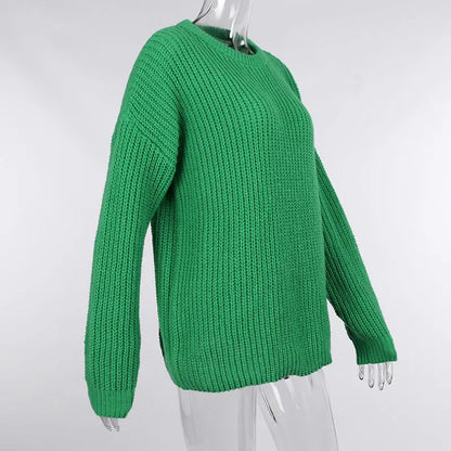 Sweaters- Crew Neck Loose Sweater for Chill Days- - IndioGear.com