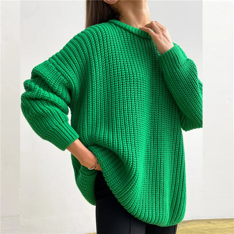 Sweaters- Crew Neck Loose Sweater for Chill Days- - IndioGear.com