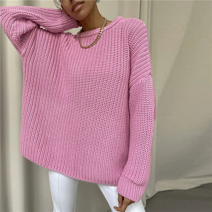 Sweaters- Crew Neck Loose Sweater for Chill Days- - IndioGear.com