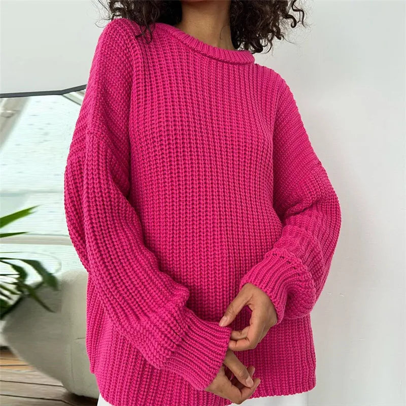 Sweaters- Crew Neck Loose Sweater for Chill Days- - IndioGear.com