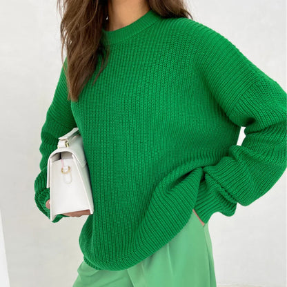 Sweaters- Crew Neck Loose Sweater for Chill Days- - IndioGear.com