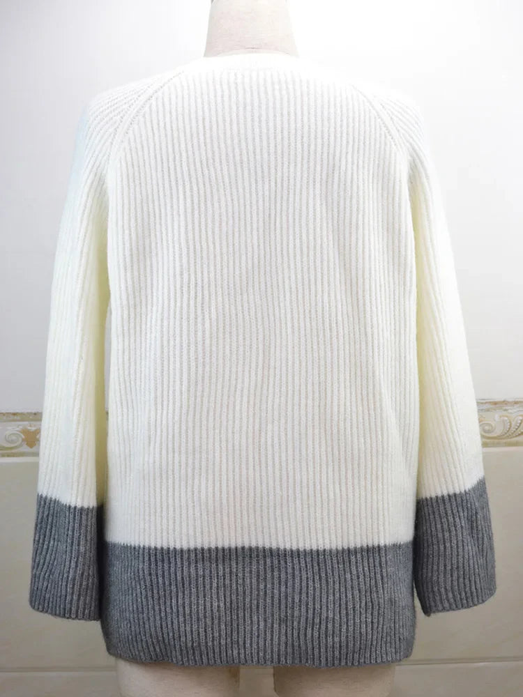 Sweaters- Crewneck Oversized Patchwork Sweaters- - IndioGear.com