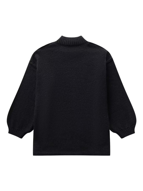 Sweaters- Exposed Seam Sweater Knit Oversized Jumper- - IndioGear Women Clothing