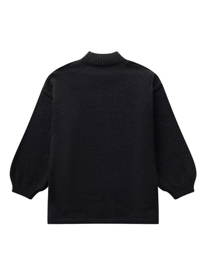 Sweaters- Exposed Seam Sweater Knit Oversized Jumper- - IndioGear Women Clothing