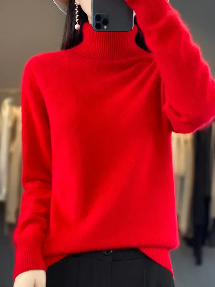 Sweaters - Fall/Winter Cashmere Sweater for Women Turtleneck Jumper