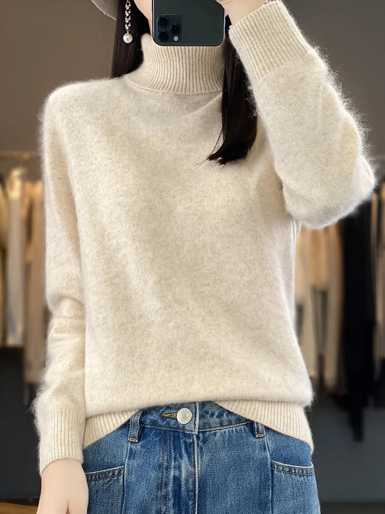 Sweaters - Fall/Winter Cashmere Sweater for Women Turtleneck Jumper