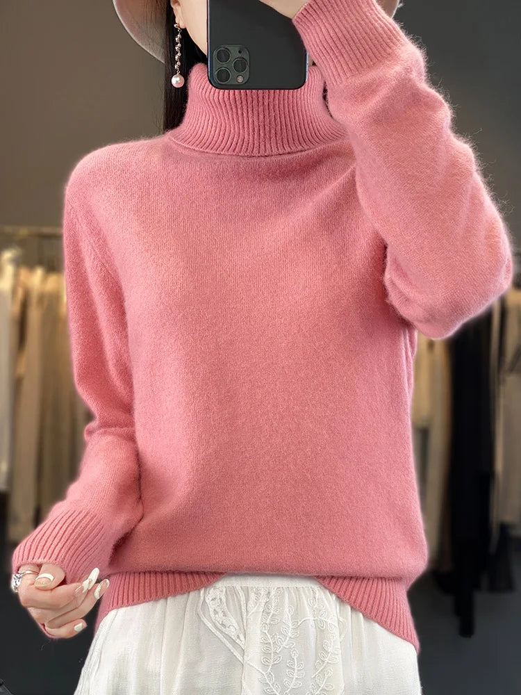 Sweaters - Fall/Winter Cashmere Sweater for Women Turtleneck Jumper