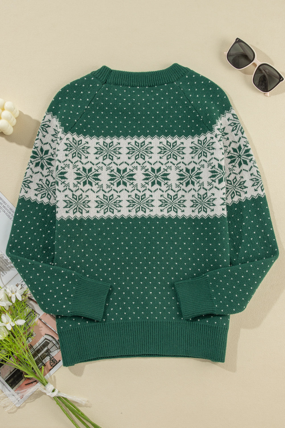 Sweaters- Festive Snowflake Christmas Sweater Holiday Jumper- - IndioGear Women Clothing