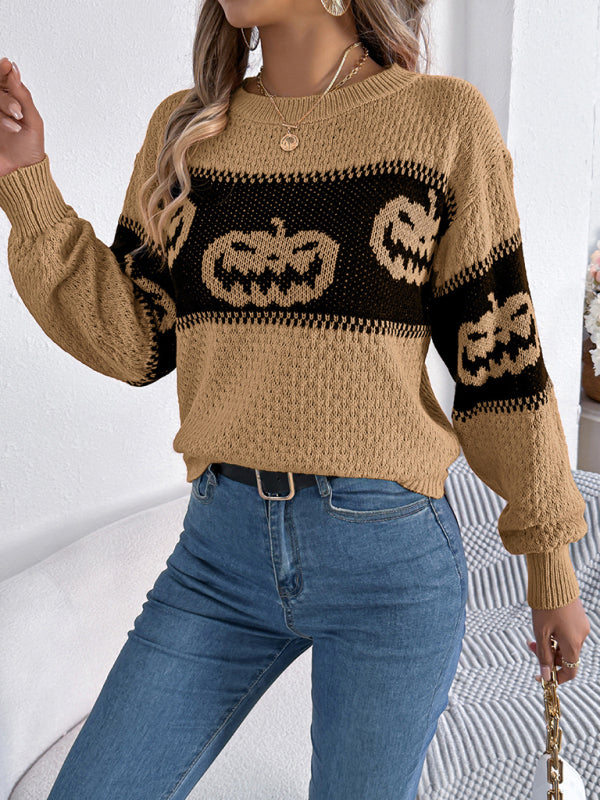 Sweaters- Halloween Pumpkin Face Sweater Autumn Festive Jumper- - IndioGear.com