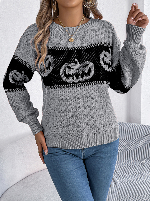 Sweaters- Halloween Pumpkin Face Sweater Autumn Festive Jumper- - IndioGear.com