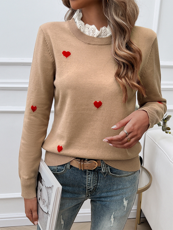 Sweaters- Heartfelt Jumper Comfy Green Sweater for Women- - IndioGear.com