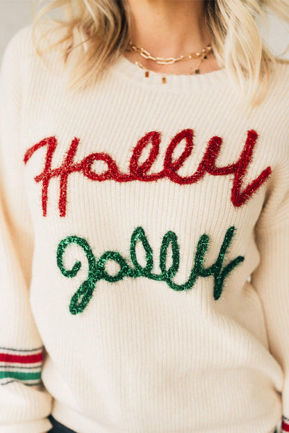 Sweaters- Holly Jolly Festive Sweater Christmas Jumper- - IndioGear Women Clothing