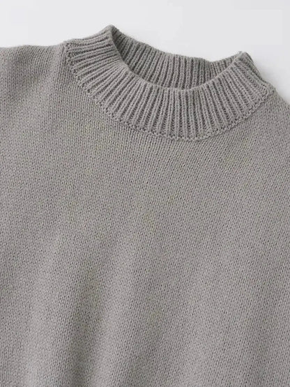 Sweaters- Minimalist High-Neck Sweater Gray Sleeveless Topper- - IndioGear Women Clothing