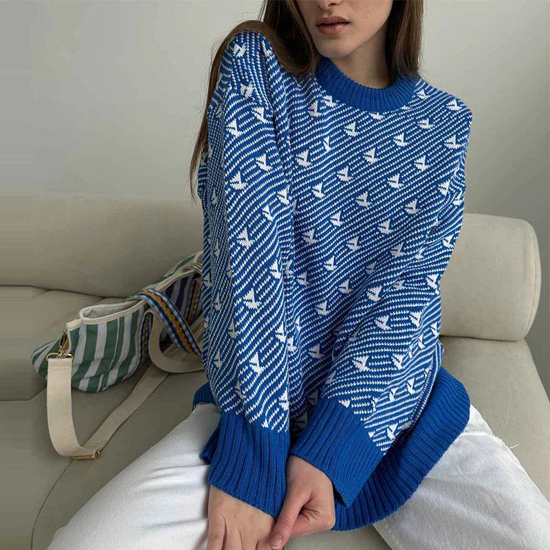 Sweaters- Pink Arrow Patterned Jumper Sweater for Women- - IndioGear.com