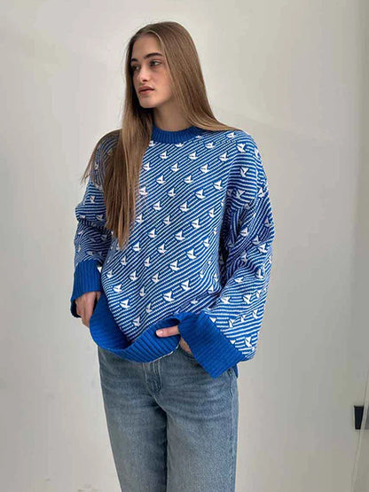 Sweaters- Pink Arrow Patterned Jumper Sweater for Women- - IndioGear.com