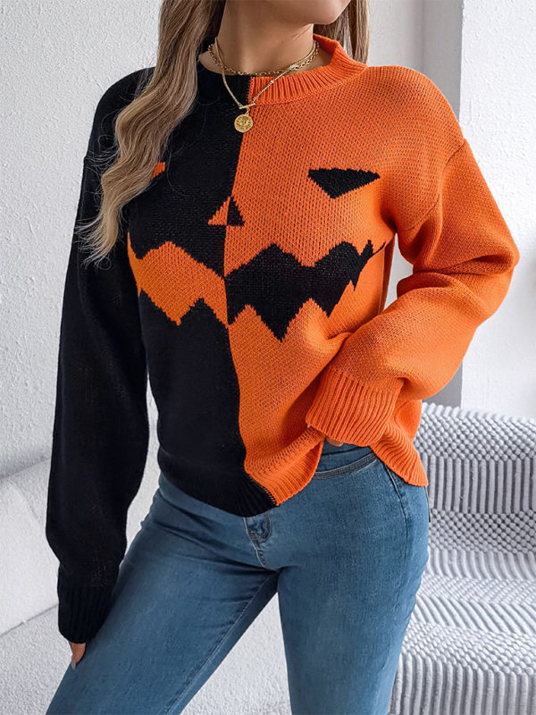 Sweaters- Pumpkin Spice Fair Isle Sweater Jumper for Halloween- - IndioGear.com