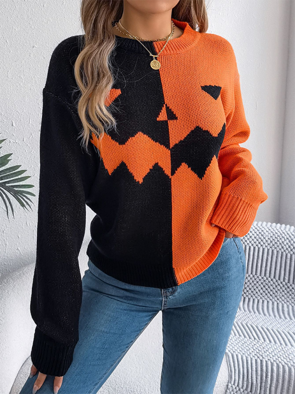 Sweaters- Pumpkin Spice Fair Isle Sweater Jumper for Halloween- - IndioGear.com