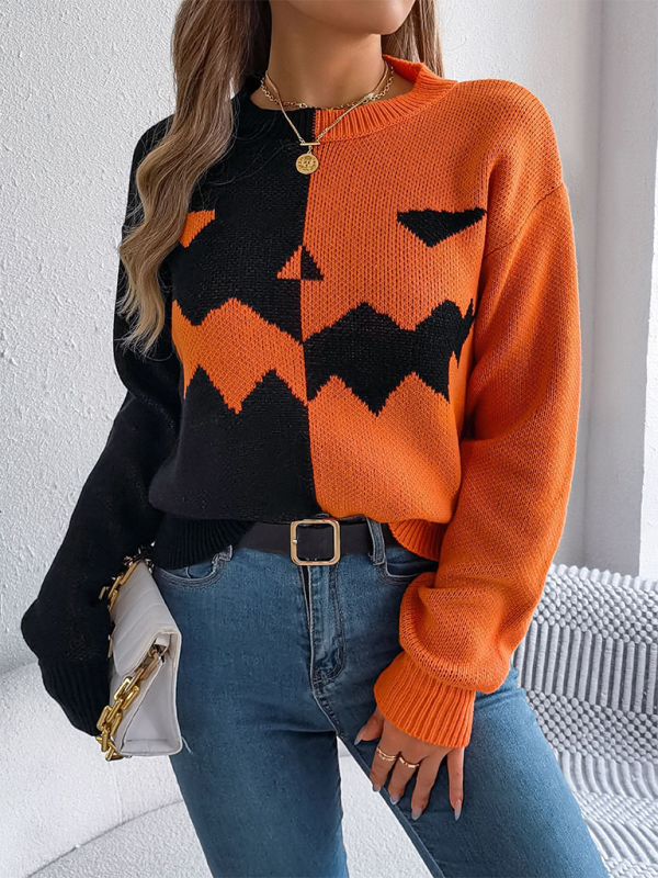 Sweaters- Pumpkin Spice Fair Isle Sweater Jumper for Halloween- - IndioGear.com