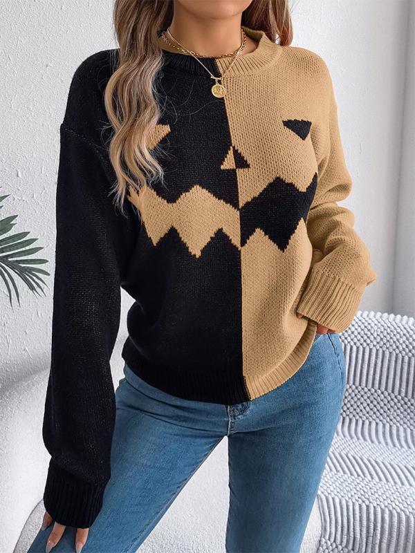 Sweaters- Pumpkin Spice Fair Isle Sweater Jumper for Halloween- - IndioGear.com