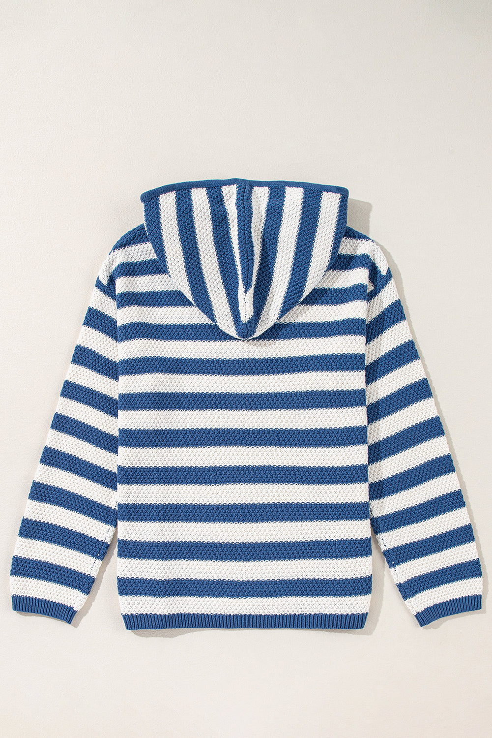 Sweaters- Stripe Hooded Knit Sweater Pocketed Jumper- - IndioGear Women Clothing