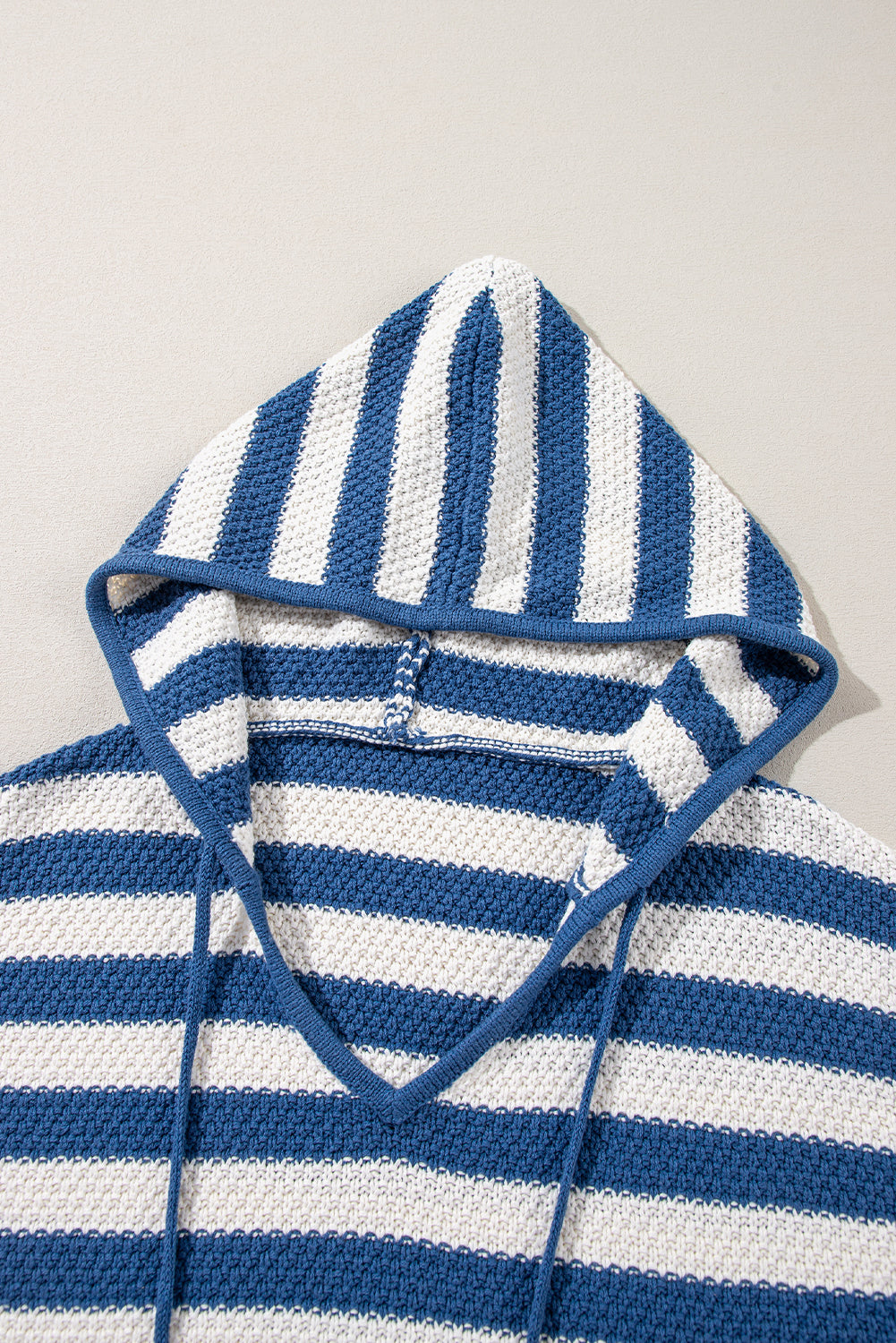 Sweaters- Stripe Hooded Knit Sweater Pocketed Jumper- - IndioGear Women Clothing